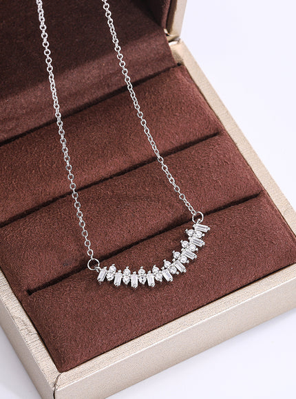 KissIcon 925 Silver Zircon Smile Necklace - Elegant Gift