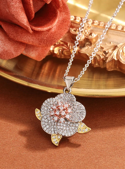 KissIcon 925 Sterling Silver Plated Necklace - Flower Design