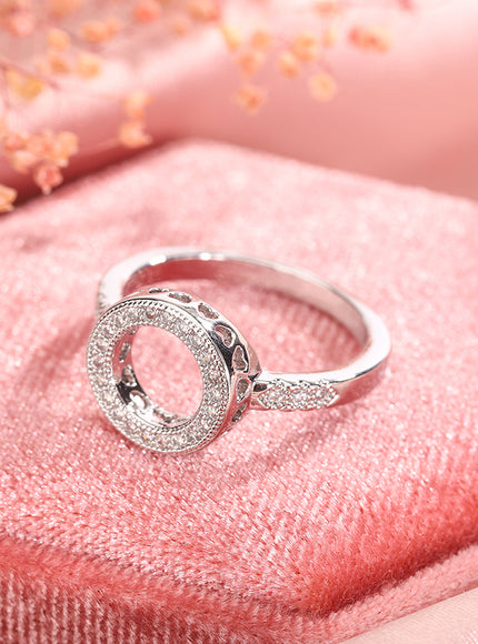 KissIcon Excellent Round Zircon Ring - AAAA Crystal Inlaid