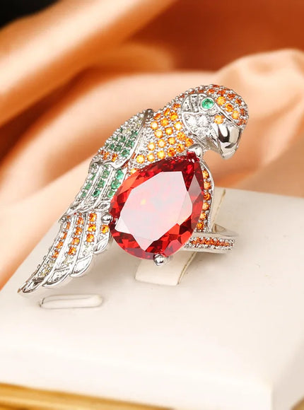 KissIcon Silver Plated Ring for Women - Hummingbird Zircon