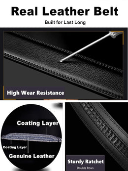 Automatic Buckle Belts for Men High Quality Brown/Black Genuine Leather Belts with Adjustable Ratchet Belt for Men