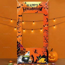 Happy Halloween Party Decorations Photo Booth Frame Props Pumpkin Ghost Bats Birthday Decor Background Banner Party Supplies