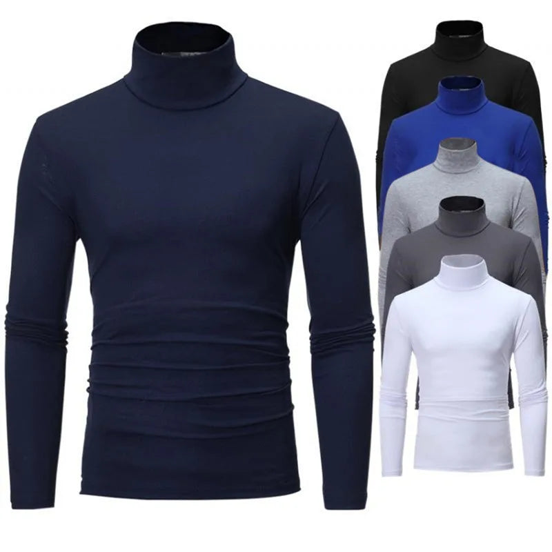 Thermal Underwear Tops Men Spring Clothes Thermal Shirt Autumn Men's Winter Tights High Neck Thin Slim Fit Long Sleeve T-shirt