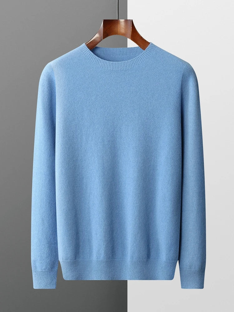 100% Merino Wool Sweater Man O-neck Basic Wool Pullover Autumn Winter Long Sleeve Soft Warm Jumper Smart Casual Knit Popular Top