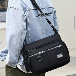 Men's Business Crossbody Bag with Multi-Layered Pockets Adjustable Shoulder Strap for Work Travel