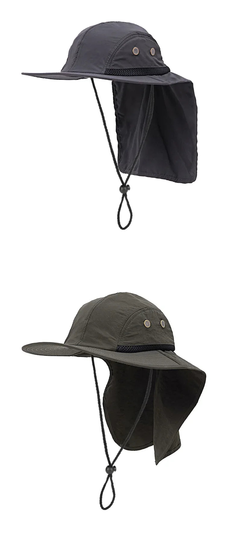 Unisex Sun Hiking Bucket Hat Wide Brim Safari Hats UV Sun Protection Cap with Neck Flap Fishing Adventuring Gardening Beach Caps