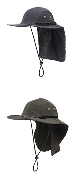Unisex Sun Hiking Bucket Hat Wide Brim Safari Hats UV Sun Protection Cap with Neck Flap Fishing Adventuring Gardening Beach Caps