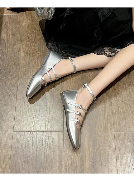 Flat Shoes for Women Retro French Black Mary
