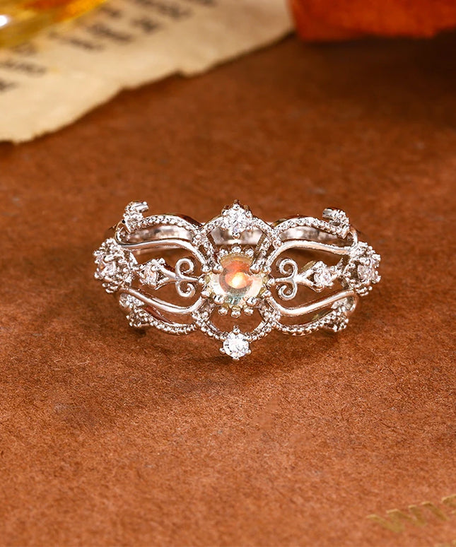 Classic Womens Ring With Irregular Geometry Silver Plated