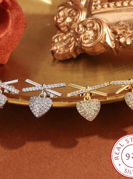 💋 Elegant Full-Diamond Heart Earrings - Sparkling Zircon