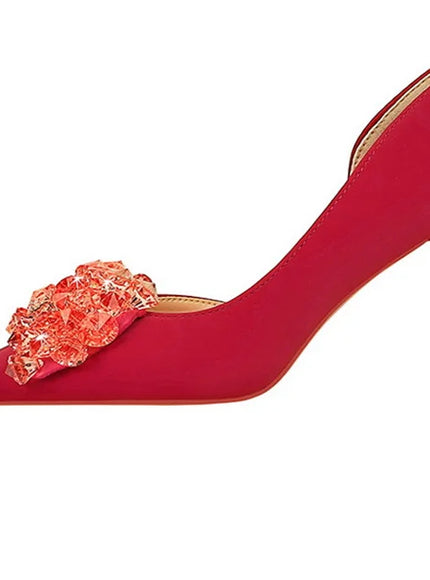 2024 New Rhinestone Women Pumps Bow knot Retro
