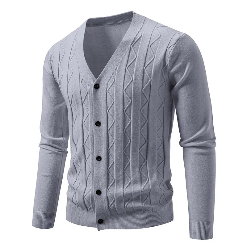 2025 New Knit Cardigan Men Korean Style Fashion Smart Casual V-Neck Knitted Sweatercoat Mens Solid Color Slim Sweater Outerwear