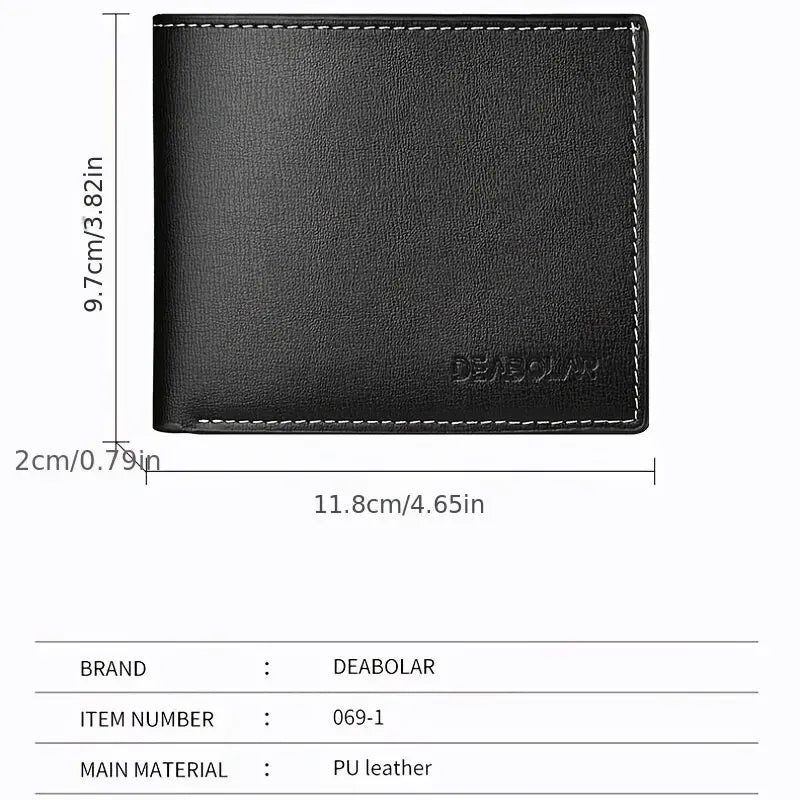 Ultra Thin Mens Wallet Leather Bifold Compact Cash Holder for Men with Coin Pocket