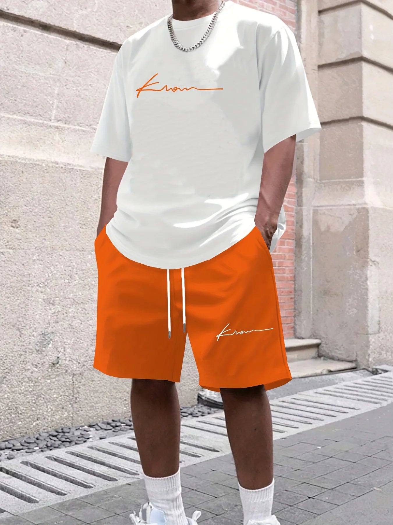 Summer Casual Men's T-Shirt and Shorts Set 2026 Sportswear Set Plus Size Short-Sleeve T-Shirt Drawstring Pocket Shorts Set