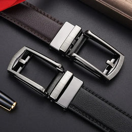 Men's Click Belt Business Luxury Designer Brand Genuine Leather Belts Jeans Automatic Adjustable Alloy Buckle Waist Straps Belts