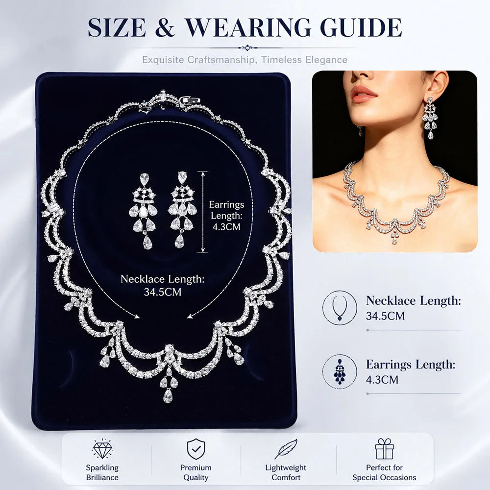 Exquisite Simple Women Jewelry Set 2 PCS Cubic Zirconia High Quality Saudi Arabia Bridal Wedding Jewellery Accessories