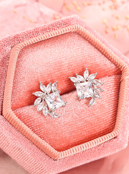 925 Silver Fashion AAA Zircon Female Earrings Flower Temperament Earrings For Ladies Birthday Party Jewelry Gifts