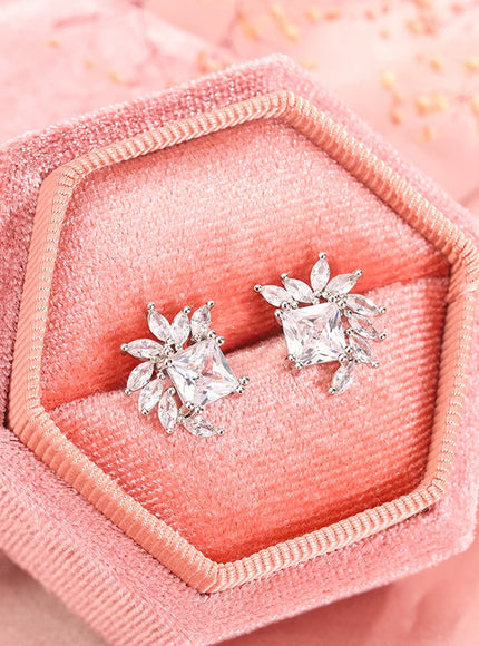 925 Silver Fashion AAA Zircon Female Earrings Flower Temperament Earrings For Ladies Birthday Party Jewelry Gifts