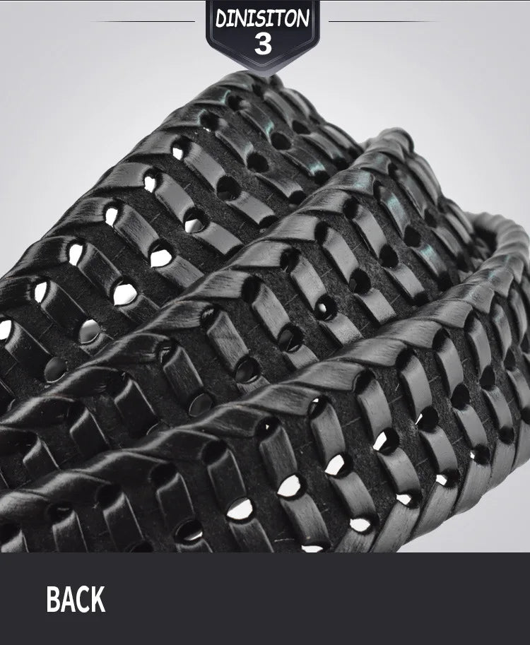Men Genuine Leather Braided Belts Webbing High Quality Braided Vintage Belt for Men Gold Pin Buckle Casual for Jeans Strap