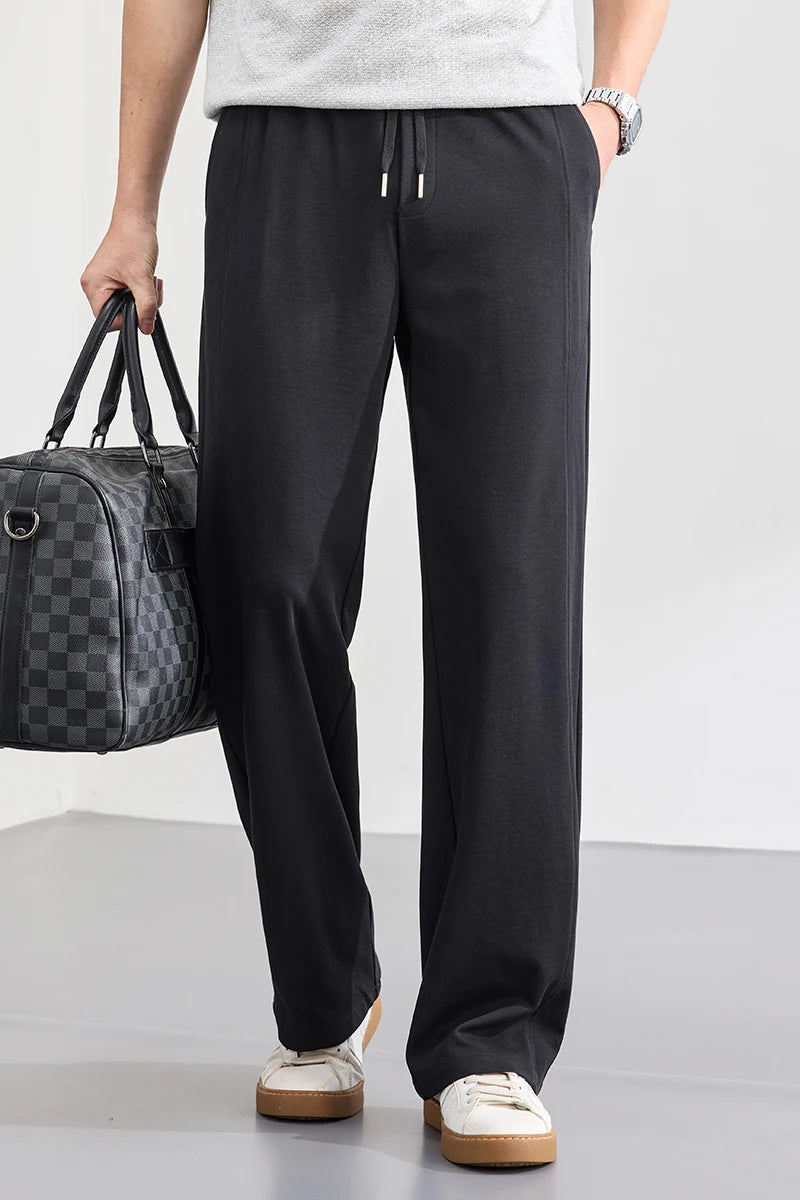 Lyocell Cotton Men's Casual Pants Breathable Straight Leg Loose Fit Elastic Waist Ice Silk Quick Dry Trousers Spring Summer 2026