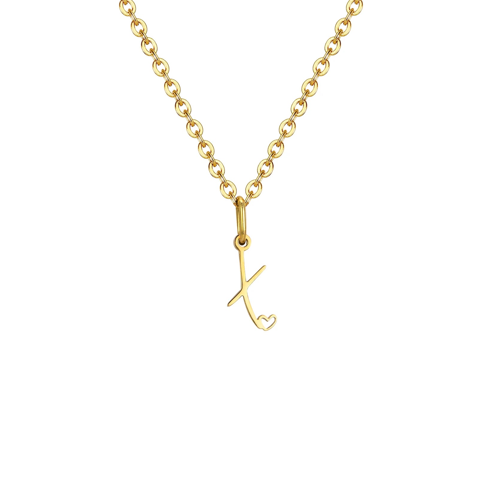 Dainty Heart Initial Necklace for Women, Gold Plated A-Z Letter Pendant, Waterproof Stainless Steel Monogram Jewelry, Personaliz
