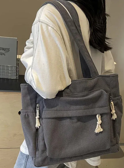Women's Corduroy Multi-pocket Shoulder Handbag – Commuting