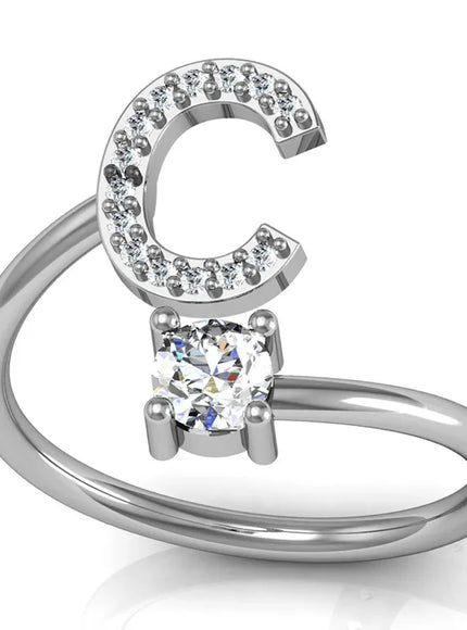 KissIcon 26 A Z Open Adjustable Ring 925 Silver Plated Gift