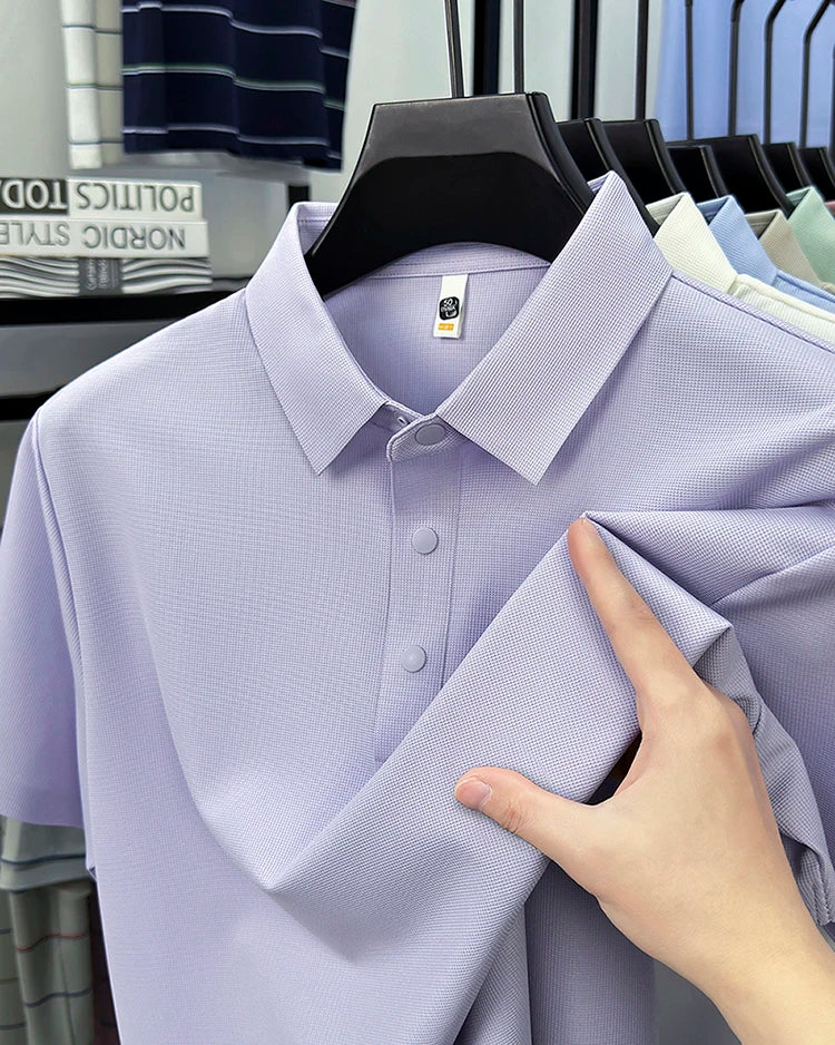 2025 Men's Sporty Polo Waffle Shirt | Moisture-Wicking Golf Tennis Top Sizes S-5XL, Snap Buttons, 7A Antibacterial High Quality