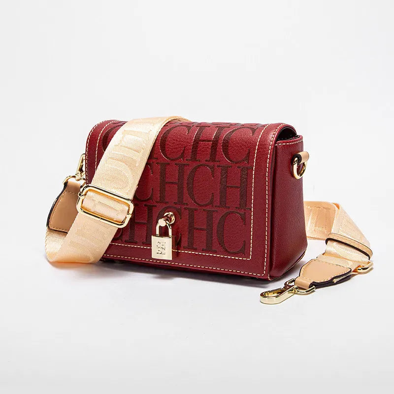 Dropshipman Fashion Design Model Metal Accessories Buckle Women's Shoulder Bag Luxury Brand 2025 Fashion Solid Colour Printed Head Bag