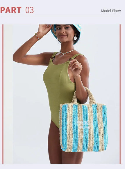 Embroidered Letter Hand Woven Hand-held Beach Women's