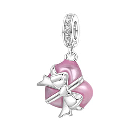 Original Charms Beads 925 Sterling Silver Zircon LOVE Winged Protect Heart Pendant For DIY Necklace Bracelet Fine Jewellery Gift
