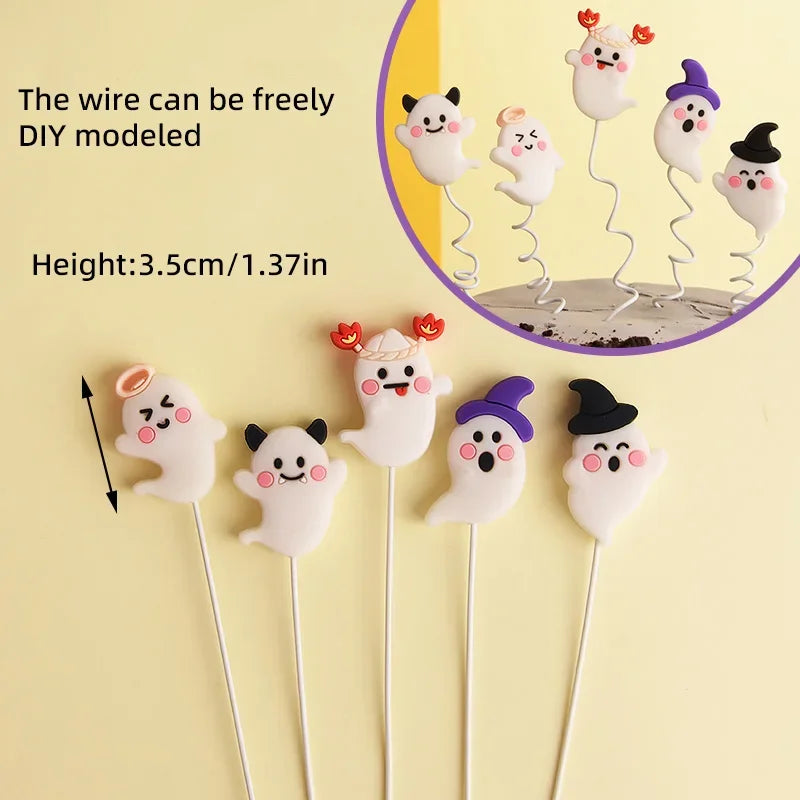 2025 Halloween Cake Decorations Pumpkin Ghost Black Castle Haunted Houses Cake Toppers for Happy Halloween Party Supplies