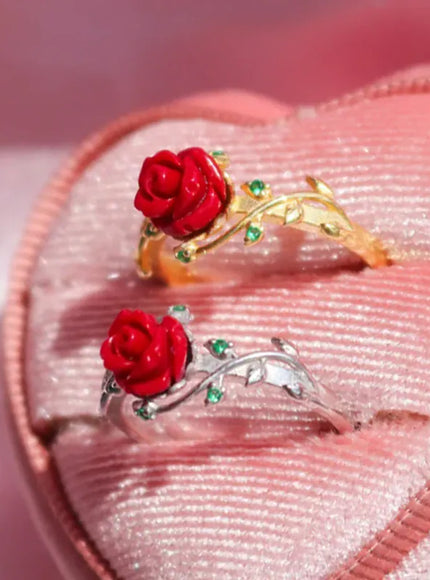 Kissicon Rose Ring – Gold Plated Red