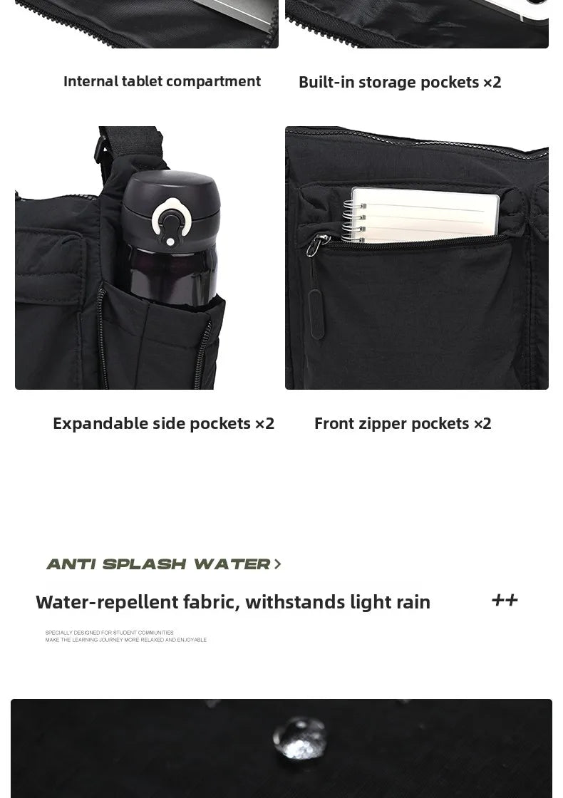 Unisex Casual Slanting Crossbody Bag Large Capacity Black Versatile Commuting Bag for Men And Women Suitable for Daily Use