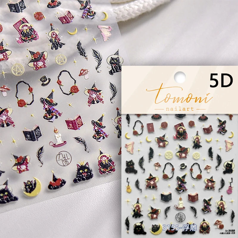 Shiny Silver Spider Web Insect Butterfly Dark Black Rose Flowers Ladybug Cicada Horrible Halloween Y2K Nail Art Stickers Decals