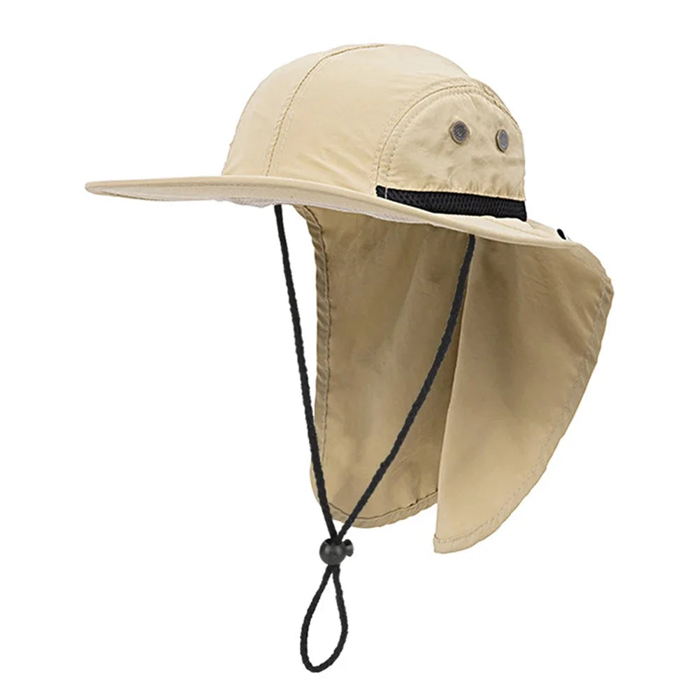 Unisex Sun Hiking Bucket Hat Wide Brim Safari Hats UV Sun Protection Cap with Neck Flap Fishing Adventuring Gardening Beach Caps