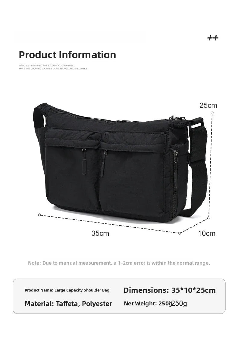 Unisex Casual Slanting Crossbody Bag Large Capacity Black Versatile Commuting Bag for Men And Women Suitable for Daily Use