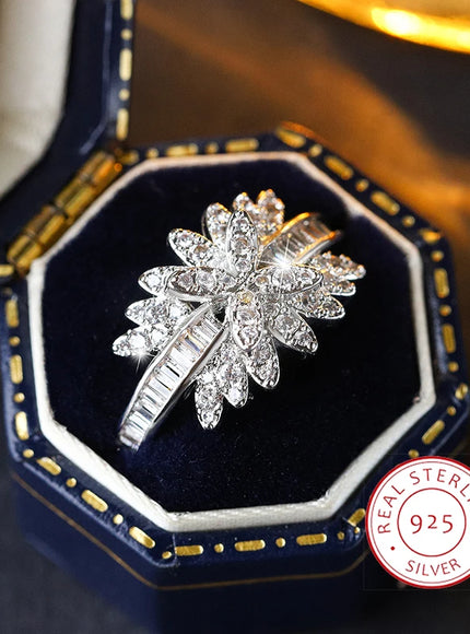 Hot Stylish Zircon Women's Ring Exquisite 925 Silver Plated Jewelry for Everyday Wear with Jewelry Anniversary Gift Bridal Ring