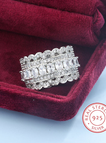 💋 Korean Lace Flower 925 Silver Ring - Elegant Retro Charm