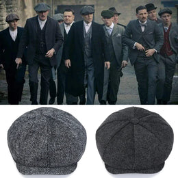 Men's Tweed British Newsboy Hat Herringbone Gatsby Hat Street Hats Octagonal Brim Hat Four Seasons Hip Hop Beret Painter Hat