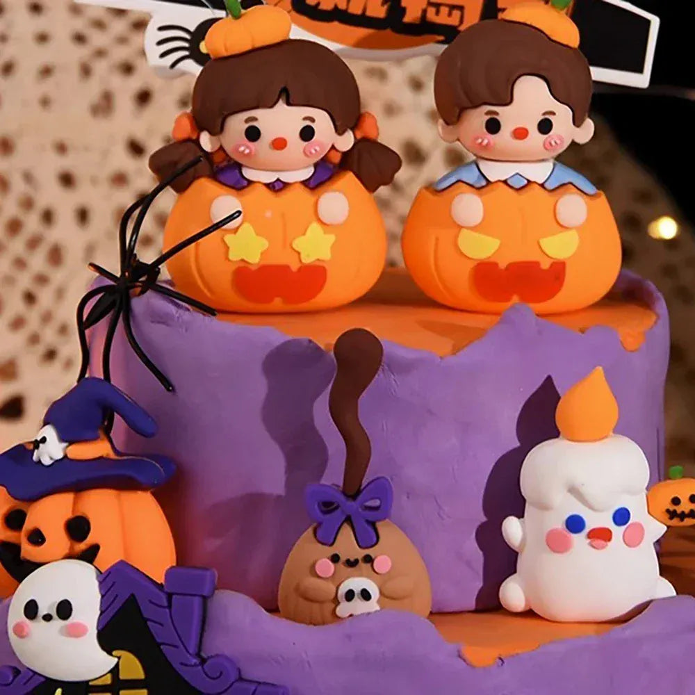 2025 Halloween Cake Decorations Pumpkin Ghost Black Castle Haunted Houses Cake Toppers for Happy Halloween Party Supplies