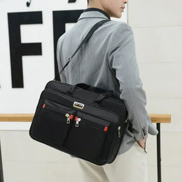 Men Large Capacity Business Briefcase Portable Versatile Shoulder Bag Multiple Pockets Handbag for Business & Casual Use