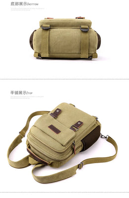 Small Mens Backpack Canvas Casual Backpacks for Men 2025 Mini Male School Bag Rucksack Man Multi-function Crossbody Bag Travel
