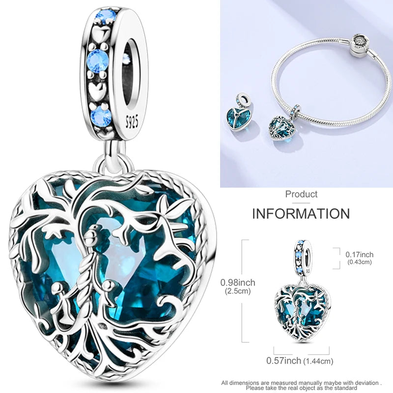 925 Sterling Silver Tree of Life Bead Luminous Firefly Dangle Butterfly Charms Fit Original Bracelet DIY Jewelry Gift for Women