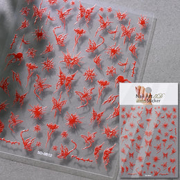 5D Skeleton Bat Halloween Nail Art Stickers y2k Black Bat White Skull Adhesive Emobossed Nail Decorative Decals Halloween Slider