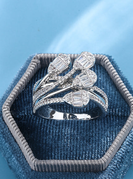 Fashion S925 Silver Plated Luxury Bold Big Wedding Ring Set for Bridal Women Engagement Finger Christmas Gift Jewelry