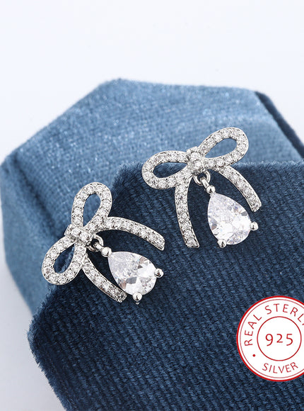Stylish 925 Silver Plated Women's Earrings Exquisite Butterfly Zircon Jewelry Anniversary Gift Party Jewelry Christmas Gift