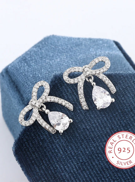 Stylish 925 Silver Plated Women's Earrings Exquisite Butterfly Zircon Jewelry Anniversary Gift Party Jewelry Christmas Gift