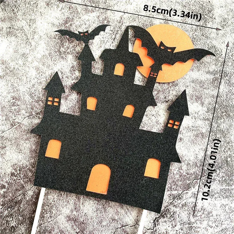 2025 Halloween Cake Decorations Pumpkin Ghost Black Castle Haunted Houses Cake Toppers for Happy Halloween Party Supplies