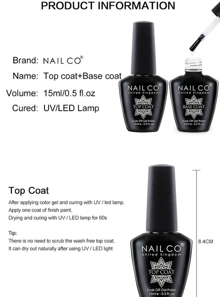 KissIcon Nailco Top Coat And Base Coat Gel